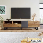 Mobile porta TV Wood+Grey 70.9 con vano contenitore e anta a ribalta per TV fino a 80 pollici