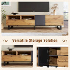 Mobile porta TV Wood+Grey 70.9 con vano contenitore e anta a ribalta per TV fino a 80 pollici