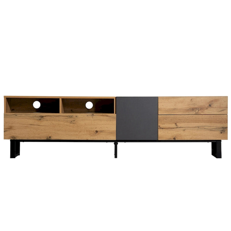 Mobile porta TV Wood+Grey 70.9 con vano contenitore e anta a ribalta per TV fino a 80 pollici
