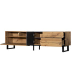 Mobile porta TV Wood+Grey 70.9 con vano contenitore e anta a ribalta per TV fino a 80 pollici