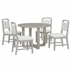 Set Tavolo da Pranzo Rotondo a 5 Pezzi, Tavolo da Pranzo e Sedie in Legno Vintage con Top a Grana di Legno Radiale per Sala da Pranzo e Cucina