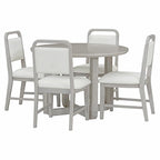 Set Tavolo da Pranzo Rotondo a 5 Pezzi, Tavolo da Pranzo e Sedie in Legno Vintage con Top a Grana di Legno Radiale per Sala da Pranzo e Cucina