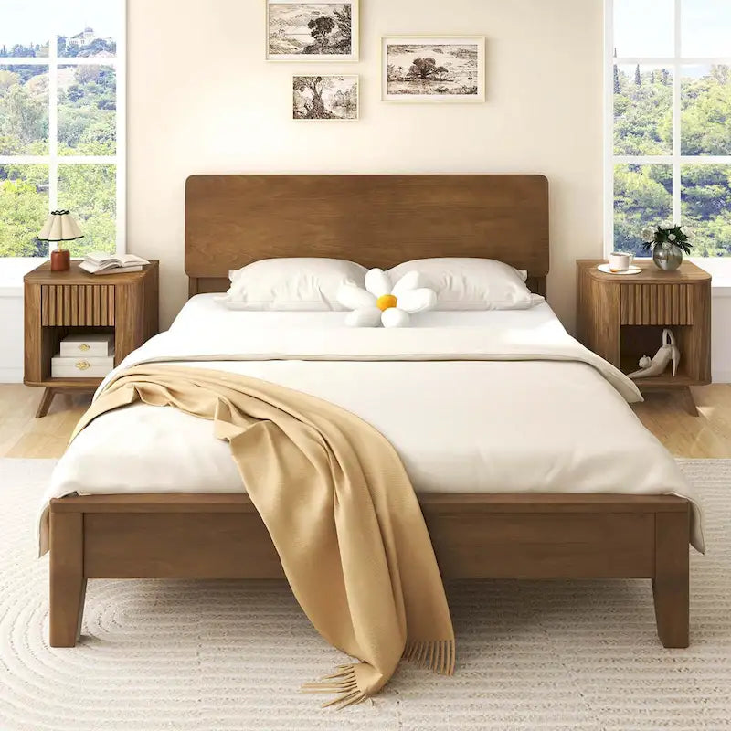 Comodino in legno 1/2 pz con cassetto e ripiano aperto