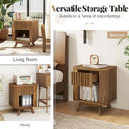 Comodino in legno 1/2 pz con cassetto e ripiano aperto