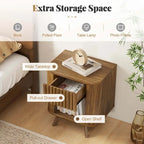 Comodino in legno 1/2 pz con cassetto e ripiano aperto