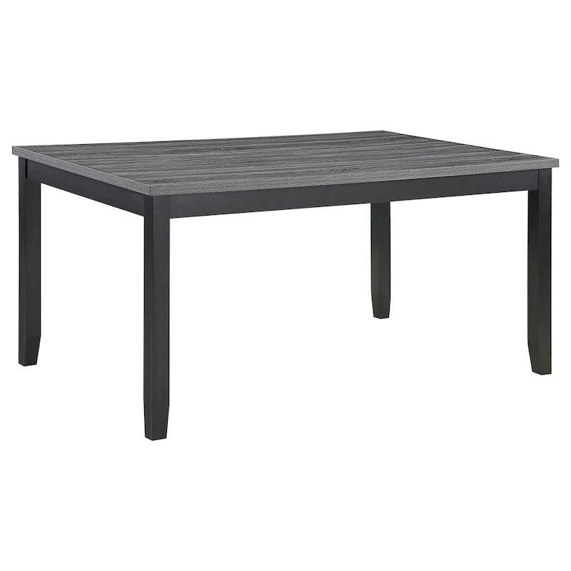 Set da pranzo Drake 6 pezzi, tavolo, 4 sedie, panca, tessuto grigio, legno nero