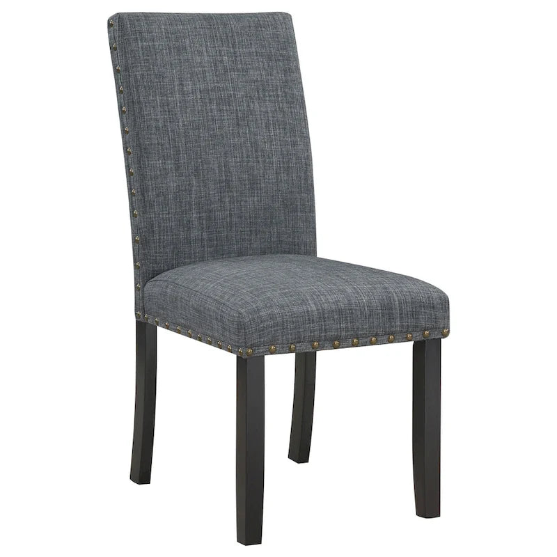 Set da pranzo Drake 6 pezzi, tavolo, 4 sedie, panca, tessuto grigio, legno nero