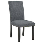 Set da pranzo Drake 6 pezzi, tavolo, 4 sedie, panca, tessuto grigio, legno nero