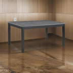 Set da pranzo Drake 6 pezzi, tavolo, 4 sedie, panca, tessuto grigio, legno nero