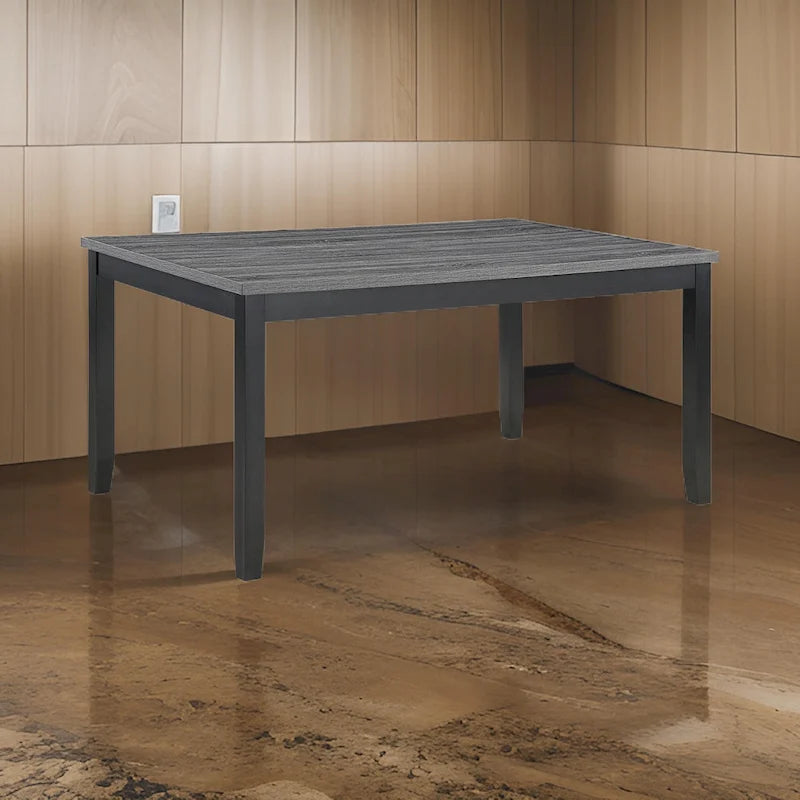 Set da pranzo Drake 6 pezzi, tavolo, 4 sedie, panca, tessuto grigio, legno nero