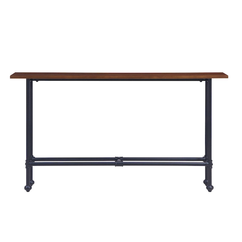 Consolle rettangolare in legno espresso con base in metallo nero - 56 L x 8 P x 30 H