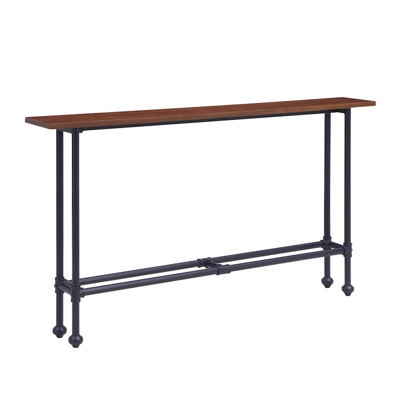 Consolle rettangolare in legno espresso con base in metallo nero - 56 L x 8 P x 30 H