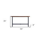 Consolle rettangolare in legno espresso con base in metallo nero - 56 L x 8 P x 30 H
