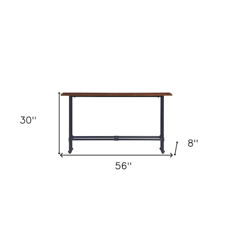 Consolle rettangolare in legno espresso con base in metallo nero - 56 L x 8 P x 30 H