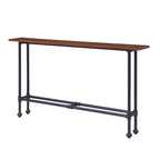 Consolle rettangolare in legno espresso con base in metallo nero - 56 L x 8 P x 30 H