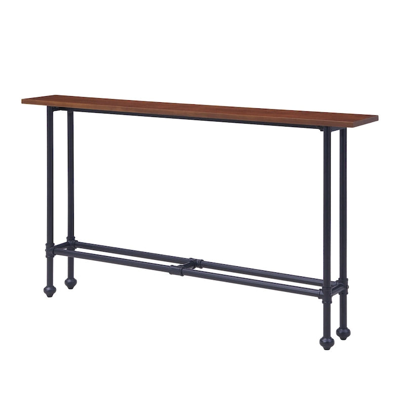 Consolle rettangolare in legno espresso con base in metallo nero - 56 L x 8 P x 30 H