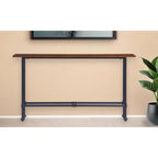 Consolle rettangolare in legno espresso con base in metallo nero - 56 L x 8 P x 30 H