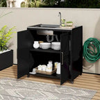 Lavello da Cucina Mobile da Esterno, Postazione Modulare con Armadietto per Patio