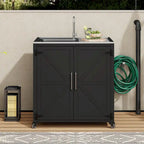 Lavello da Cucina Mobile da Esterno, Postazione Modulare con Armadietto per Patio