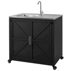 Lavello da Cucina Mobile da Esterno, Postazione Modulare con Armadietto per Patio