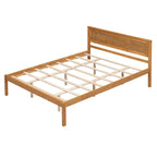 Letto a piattaforma matrimoniale in pino espresso con testiera e supporto a doghe in legno per camera da letto