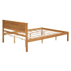 Letto a piattaforma matrimoniale in pino espresso con testiera e supporto a doghe in legno per camera da letto