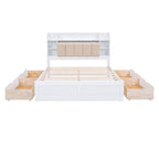 Letto a piattaforma Queen Size con testiera contenitore