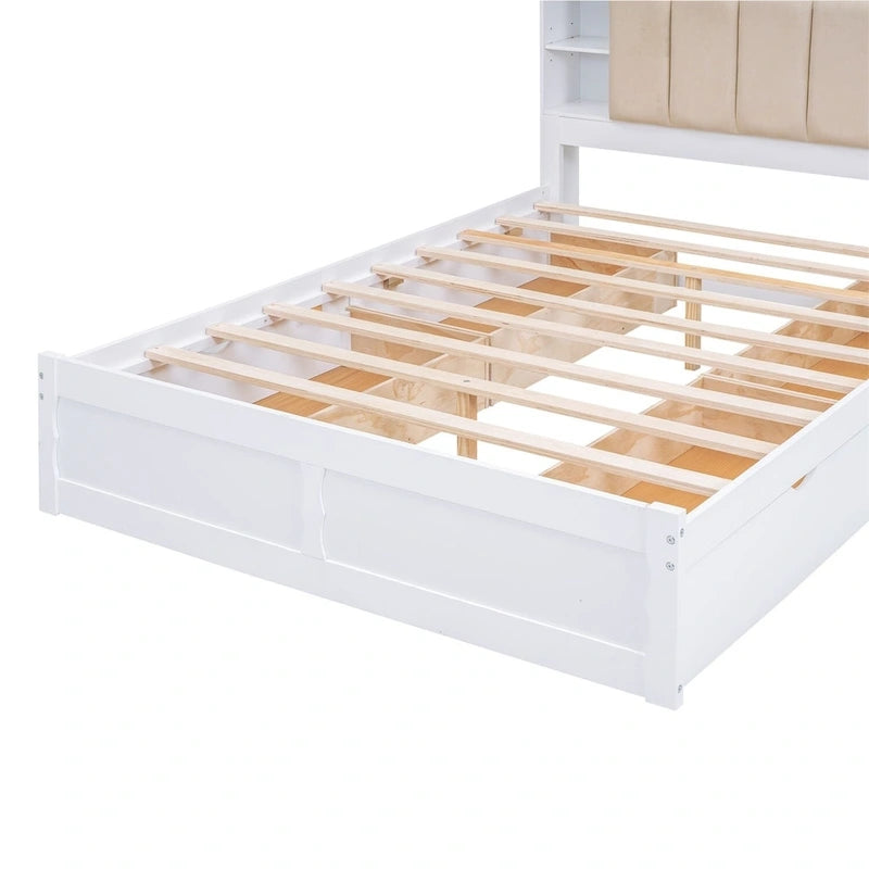 Letto a piattaforma Queen Size con testiera contenitore