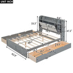 Letto a piattaforma Queen Size con testiera contenitore
