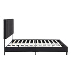 Letto a piattaforma imbottito in lino nero King Size