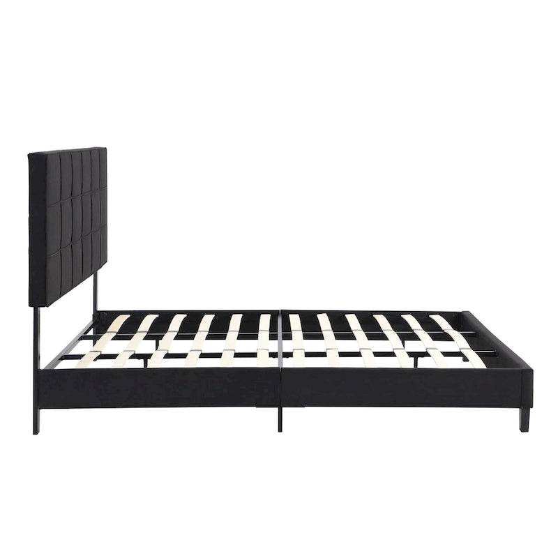 Letto a piattaforma imbottito in lino nero King Size