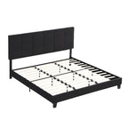Letto a piattaforma imbottito in lino nero King Size