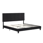 Letto a piattaforma imbottito in lino nero King Size