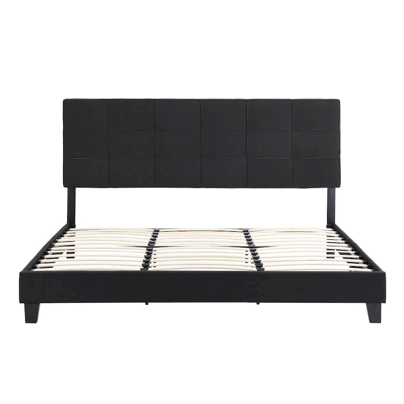Letto a piattaforma imbottito in lino nero King Size
