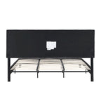 Letto a piattaforma imbottito in lino nero King Size