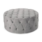 Pouf rotondo trapuntato in velluto Orla Modern Glam di Christopher Knight Home