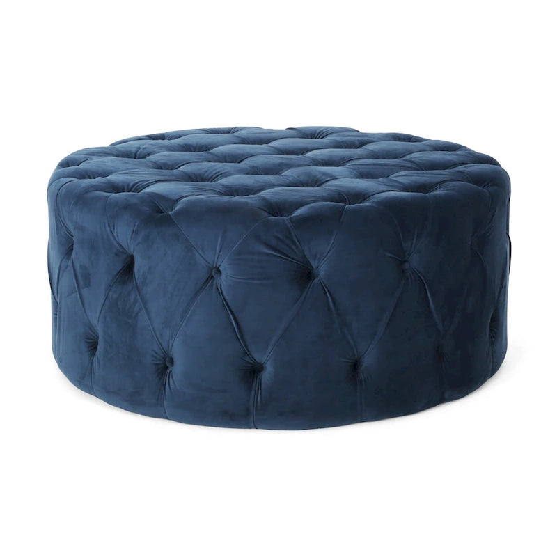 Pouf rotondo trapuntato in velluto Orla Modern Glam di Christopher Knight Home