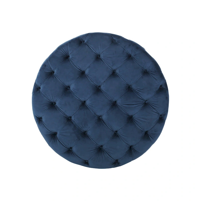 Pouf rotondo trapuntato in velluto Orla Modern Glam di Christopher Knight Home