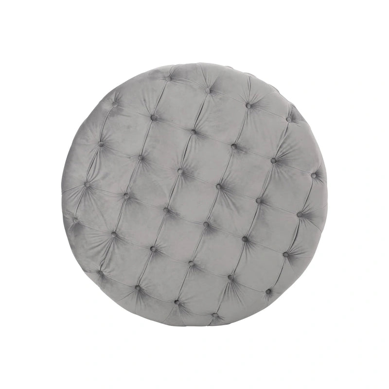 Pouf rotondo trapuntato in velluto Orla Modern Glam di Christopher Knight Home