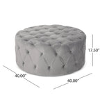 Pouf rotondo trapuntato in velluto Orla Modern Glam di Christopher Knight Home