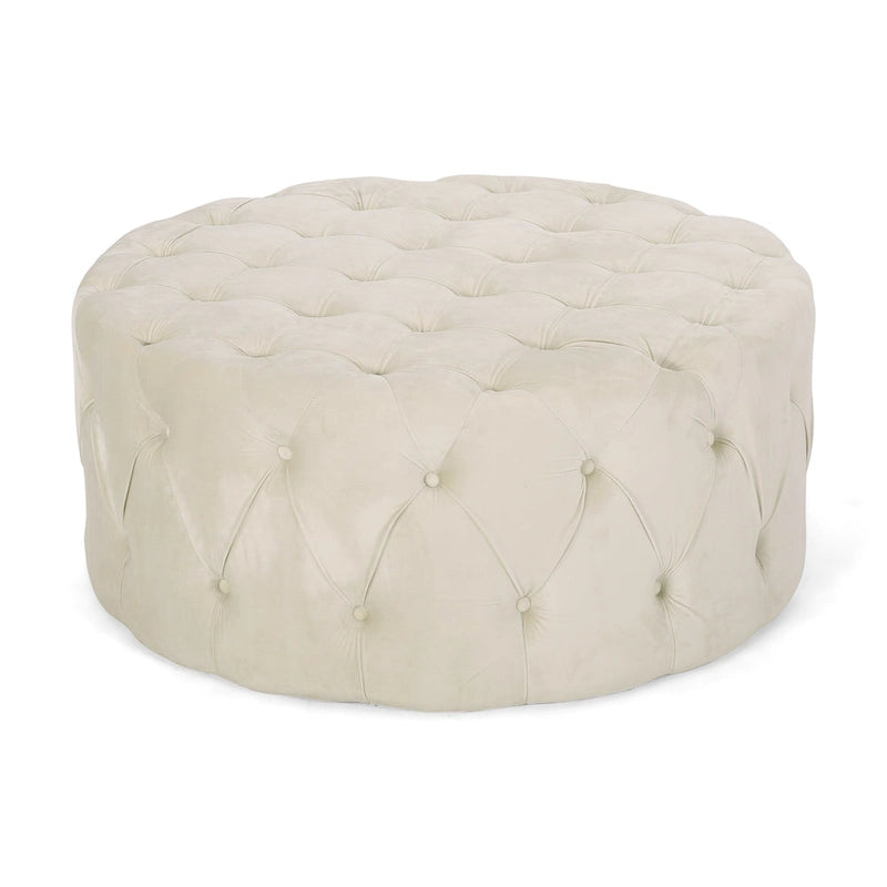 Pouf rotondo trapuntato in velluto Orla Modern Glam di Christopher Knight Home
