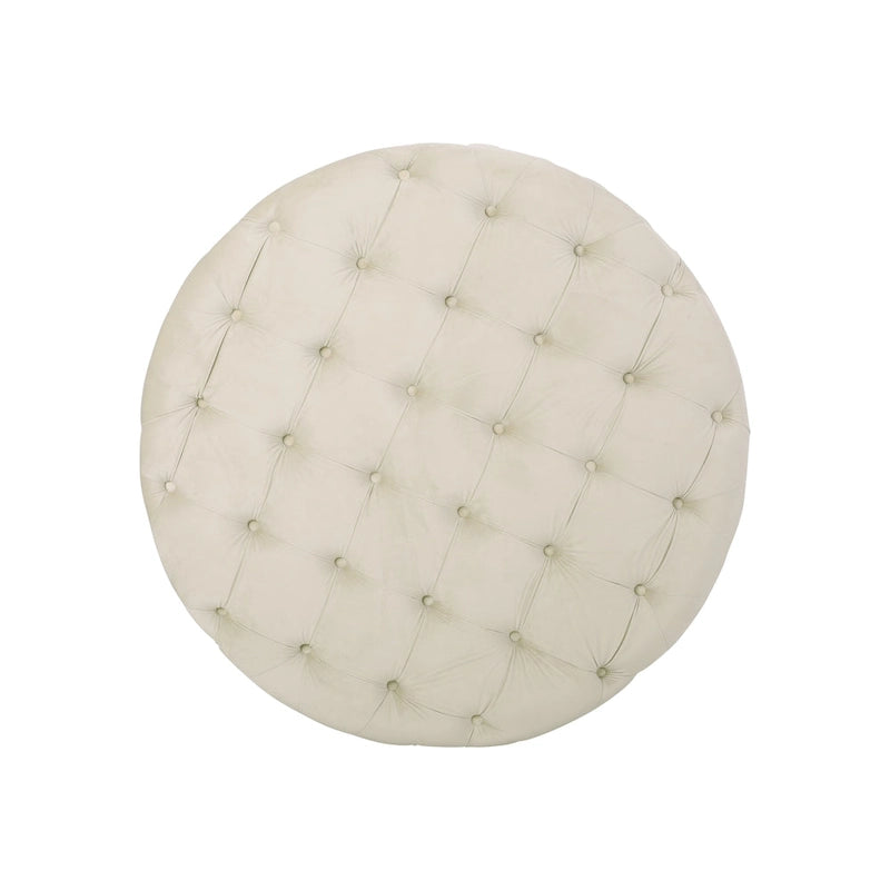 Pouf rotondo trapuntato in velluto Orla Modern Glam di Christopher Knight Home
