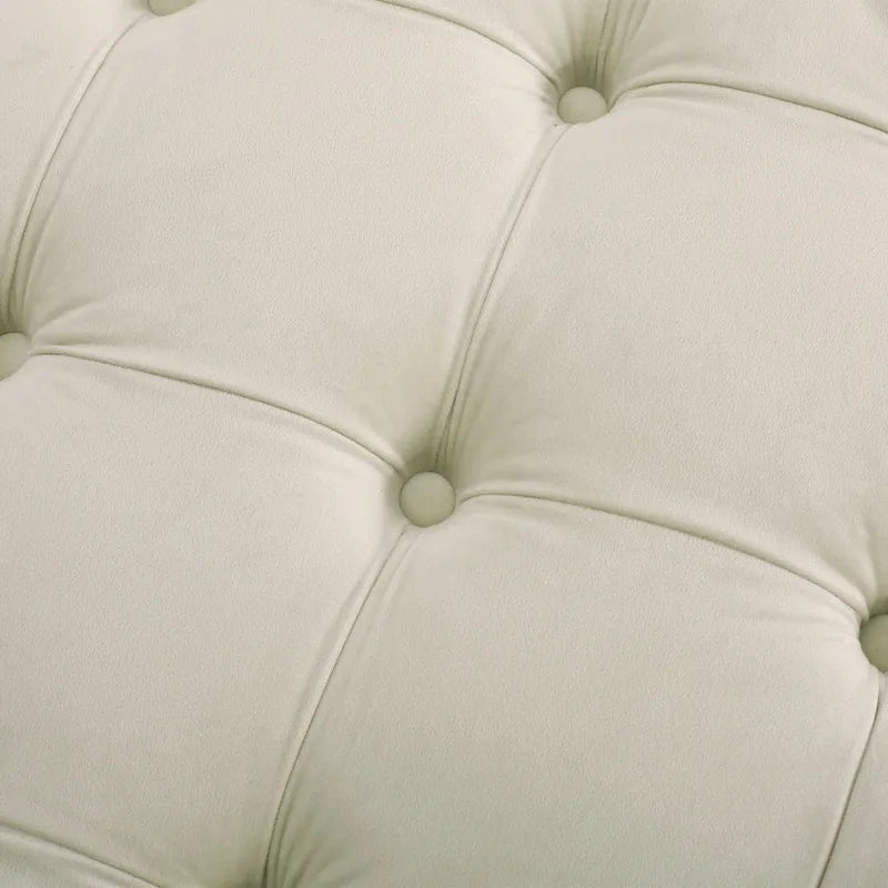 Pouf rotondo trapuntato in velluto Orla Modern Glam di Christopher Knight Home