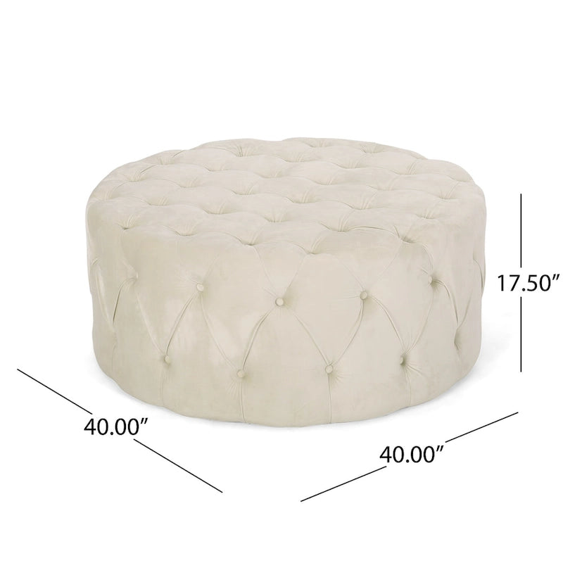 Pouf rotondo trapuntato in velluto Orla Modern Glam di Christopher Knight Home