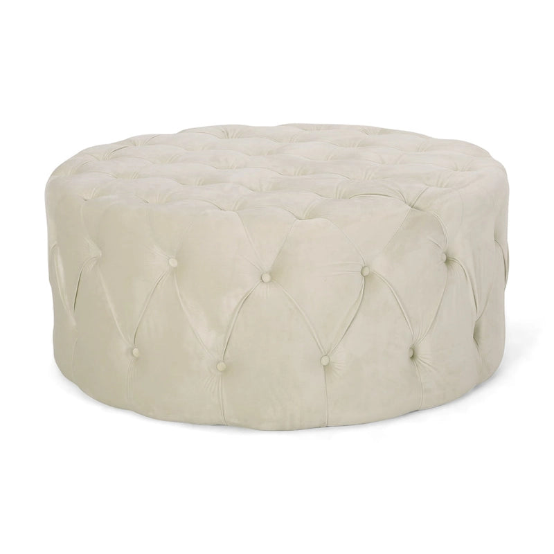 Pouf rotondo trapuntato in velluto Orla Modern Glam di Christopher Knight Home