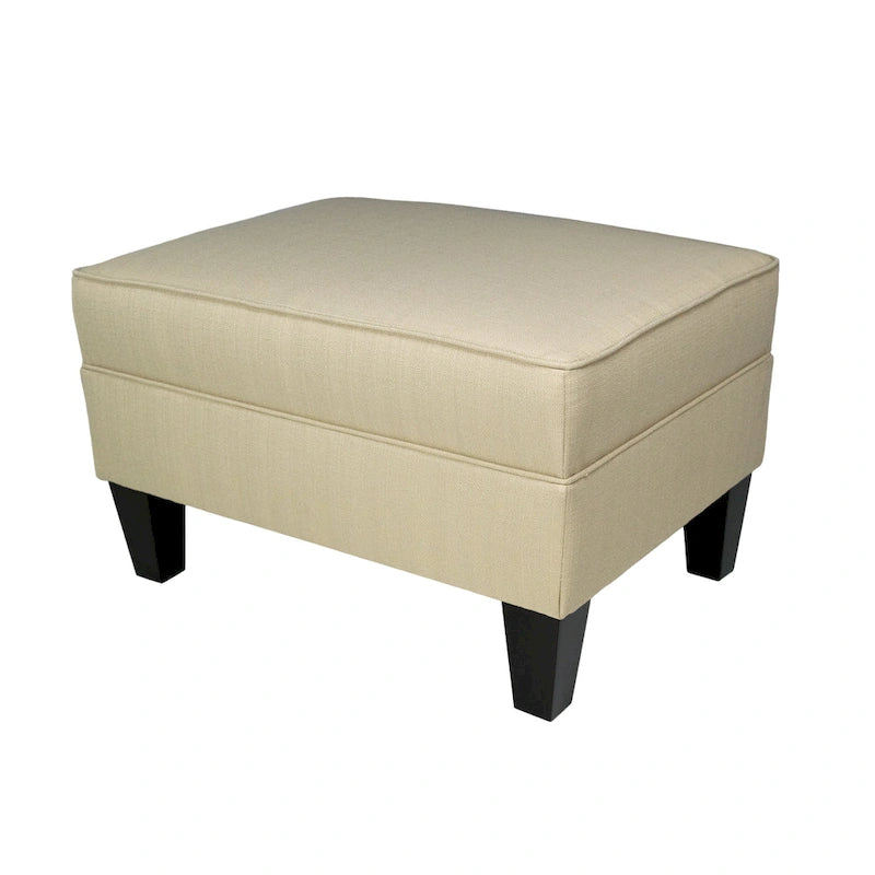 Pouf quadrato rivestito in tessuto con profilo saldato