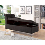Chaise longue Agra imbottita in tessuto grigio con bottoni trapuntati