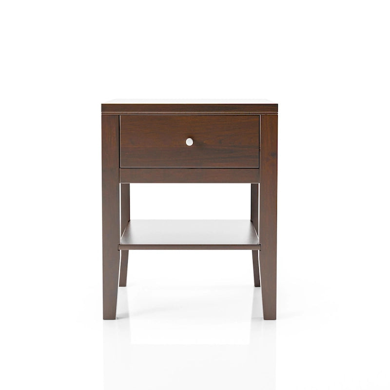Comodino in Legno Massello Mid-Century Modern con 1 Cassetto