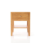 Comodino in Legno Massello Mid-Century Modern con 1 Cassetto
