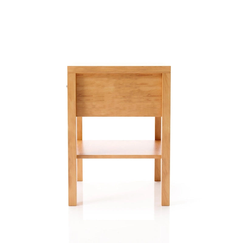 Comodino in Legno Massello Mid-Century Modern con 1 Cassetto